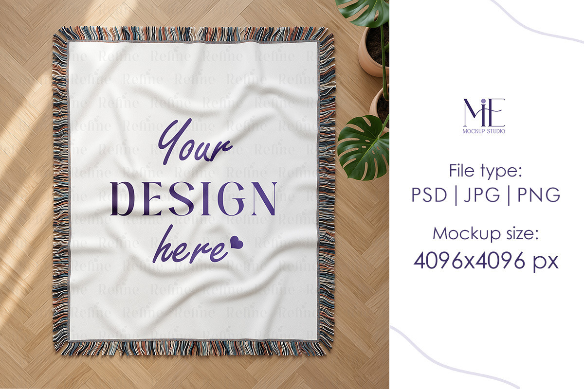 Woven Throw Blanket POD Mockup Canva, a Household Mockup by Mie Mockup Studio (Photo 2 of 10)