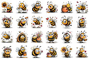 Whimsical Cute Bee Clipart, an Illustration by designcity5 (Thumbnail 2 of 5)