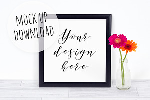 Square Black Frame Mock Up, a Print Template by Pixomize