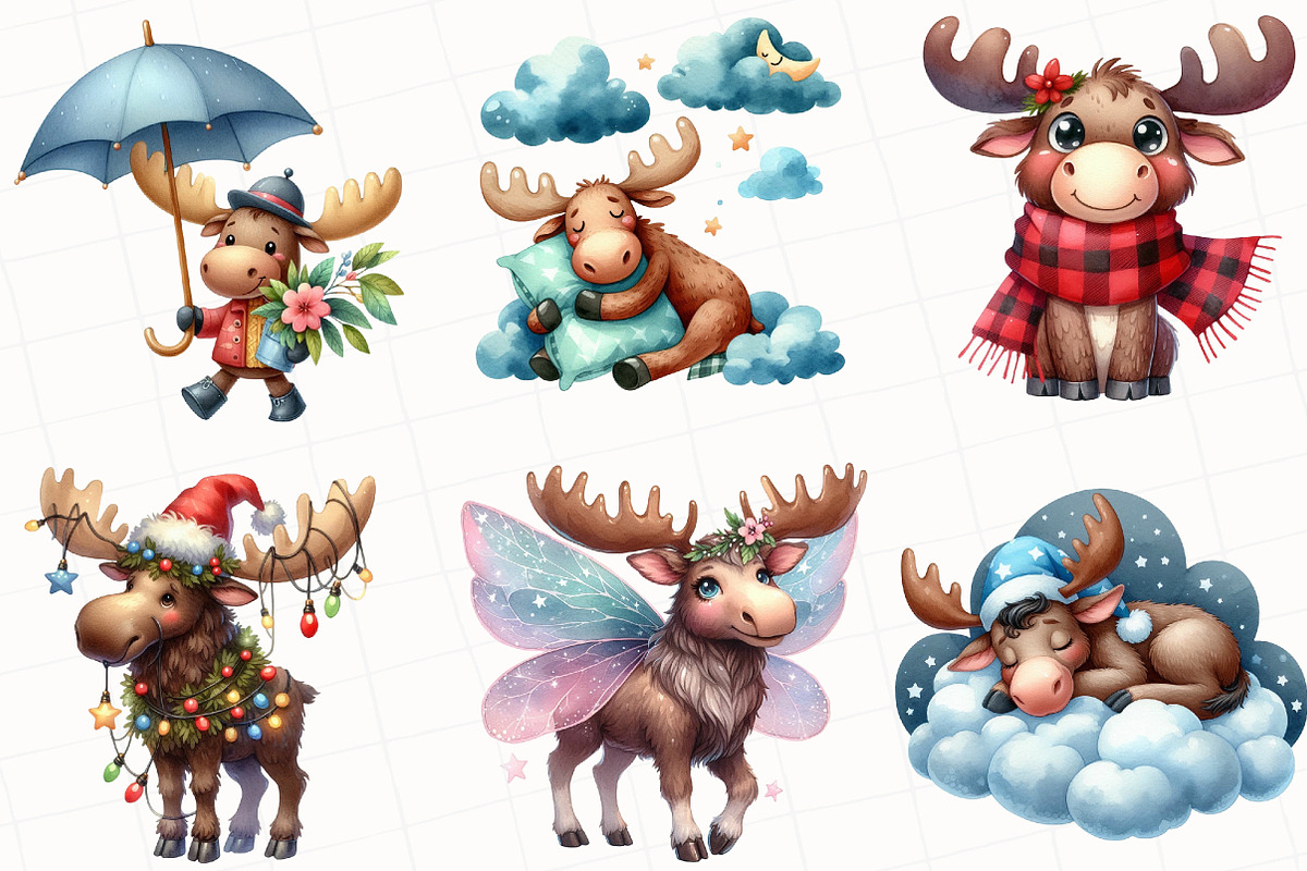 Cute Moose Sublimation Clipart, an Illustration by OK Design (Photo 4 of 4)