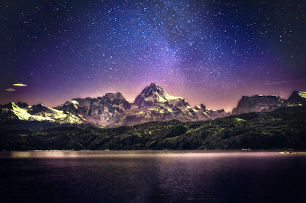 Night sky landscape with starry sky