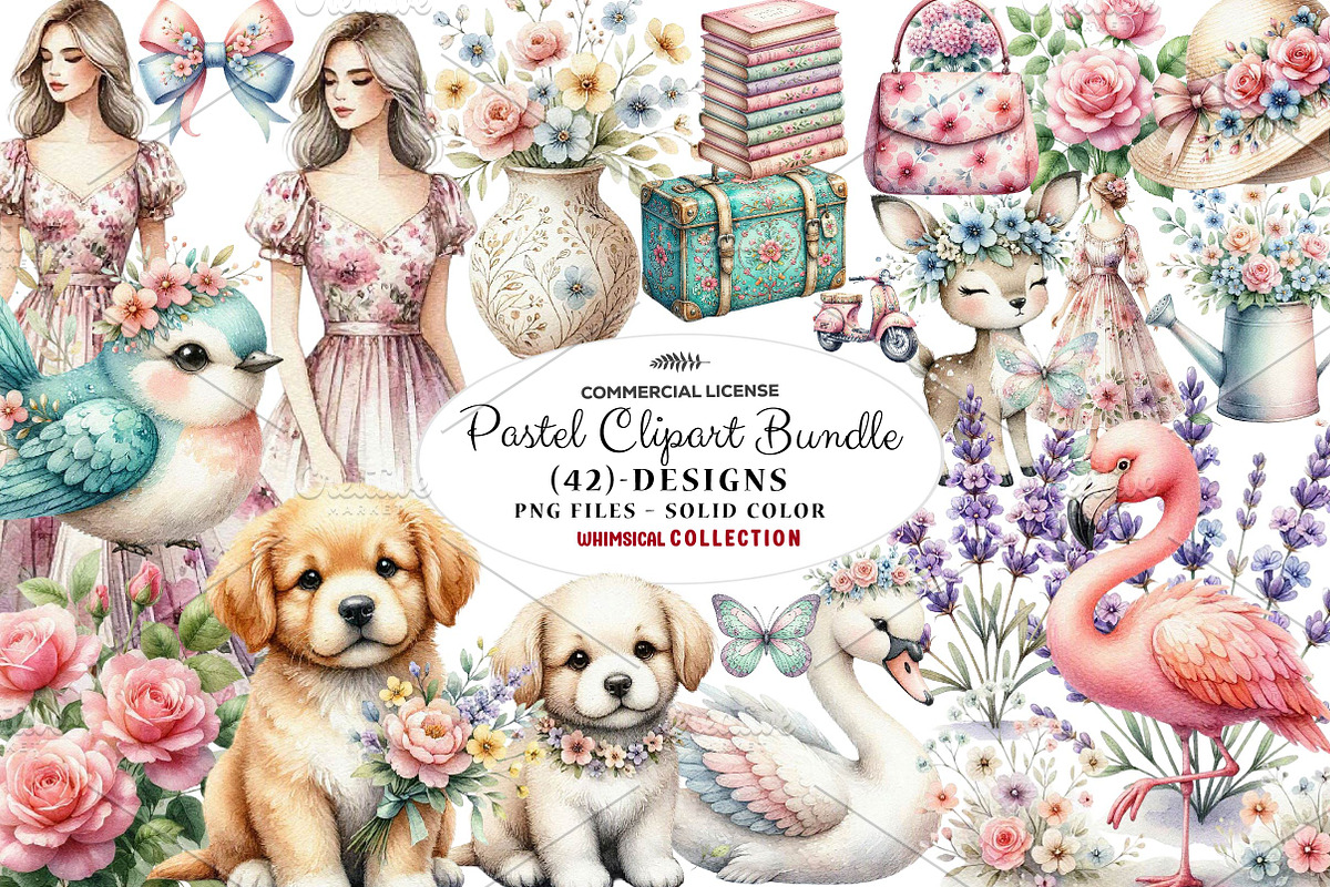 Pastel Clipart Bundle, a Seasonal Illustration by CreationArt (Photo 1 of 7)