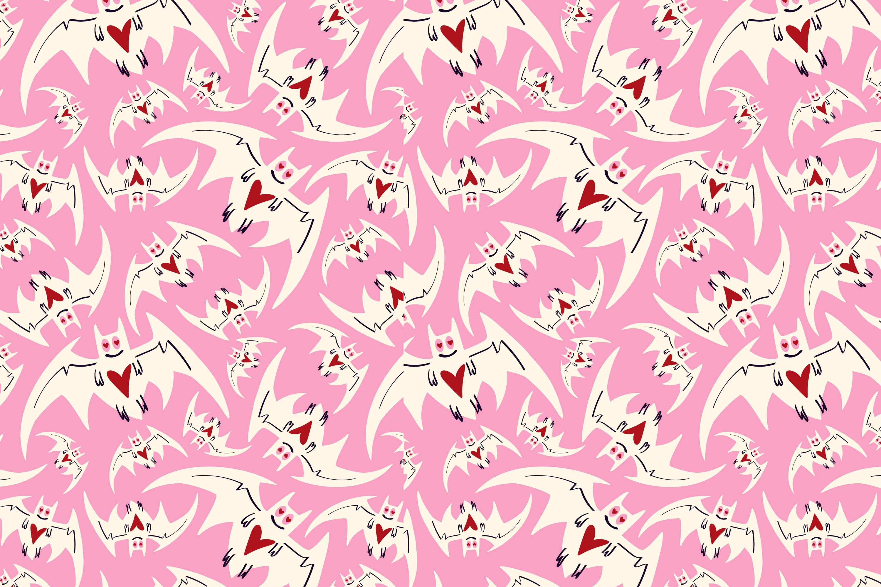 Pink Halloween pattern with bats, a Pattern Graphic by Art's and patterns