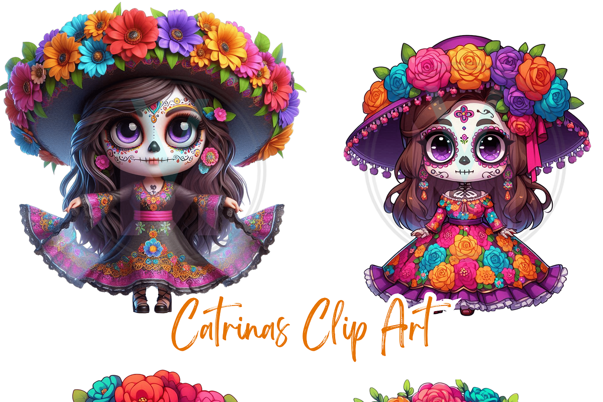 Cute dolls Catrina Day of the dead, a Seasonal Illustration by VM PARTYS  BY TAIRUMA (Photo 3 of 8)