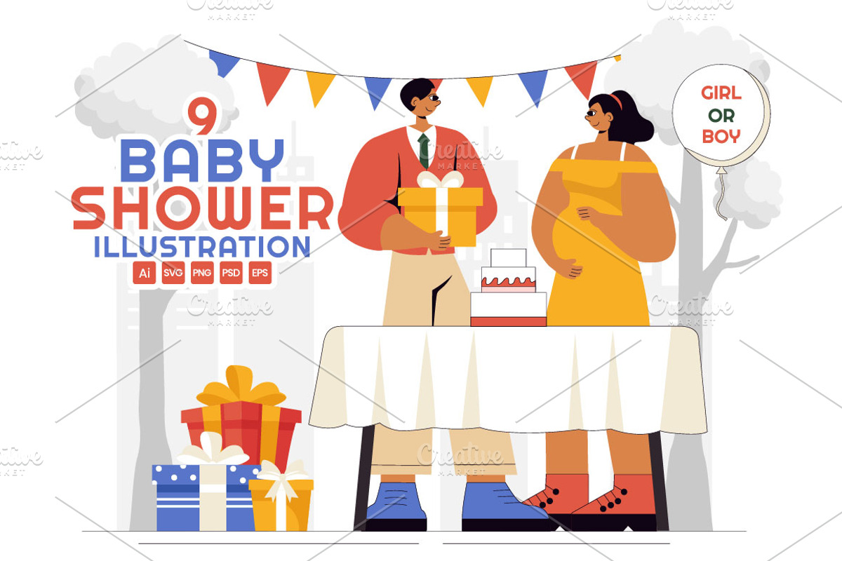 9 Baby Shower Illustration, a Person Illustration by denayunebgt (Photo 1 of 3)