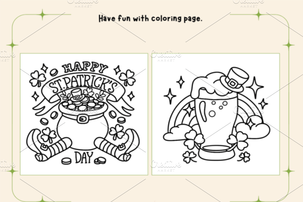 St.Patrick's Day Coloring Pages, a Seasonal Illustration by Design Station (Photo 2 of 5)