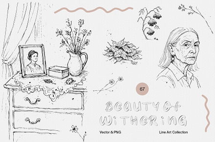 Beauty of Withering: Line Art set, a Decorative Illustration by divanovskaya_nv