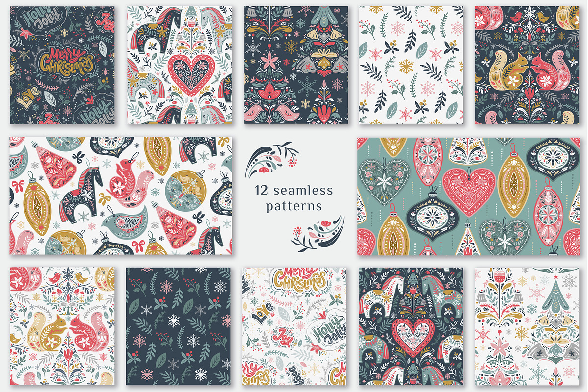 Christmas Scandinavian Ornaments, a Pattern Graphic by Molly art (Photo 5 of 12)
