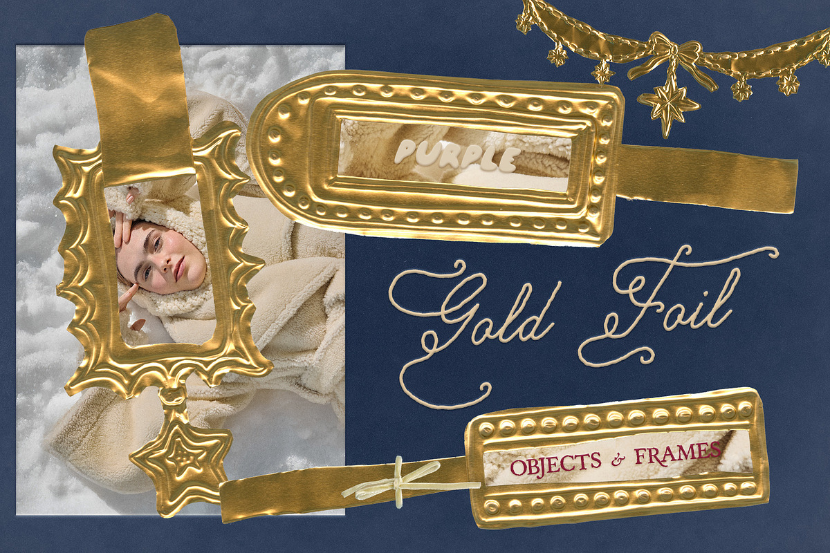 Gold Foil Objects & Frames, an Object Graphic by Purple (Photo 3 of 9)