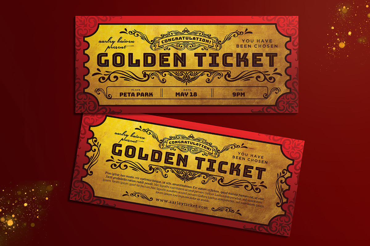 Vintage Golden Ticket Invitation, a Card Template by Aarley Kaiven (Photo 4 of 4)
