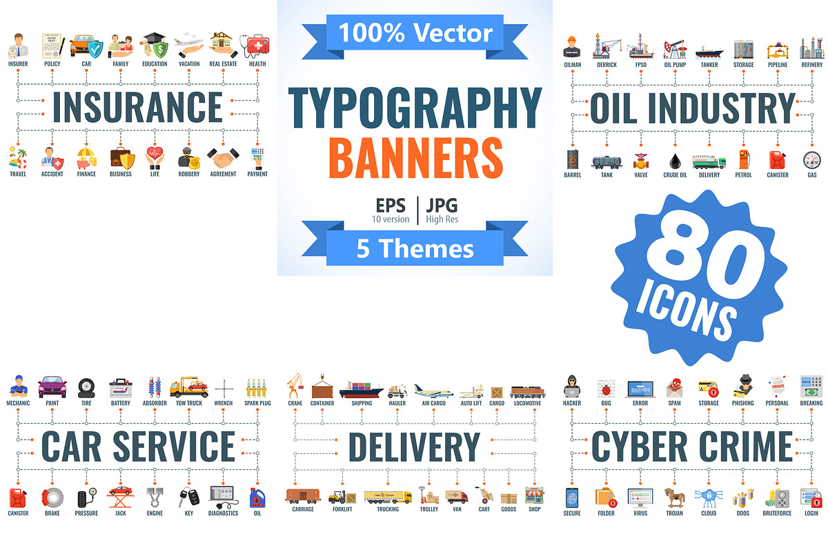 Set Typography Banners, an Education Illustration by TAlex (Photo 1 of 6)