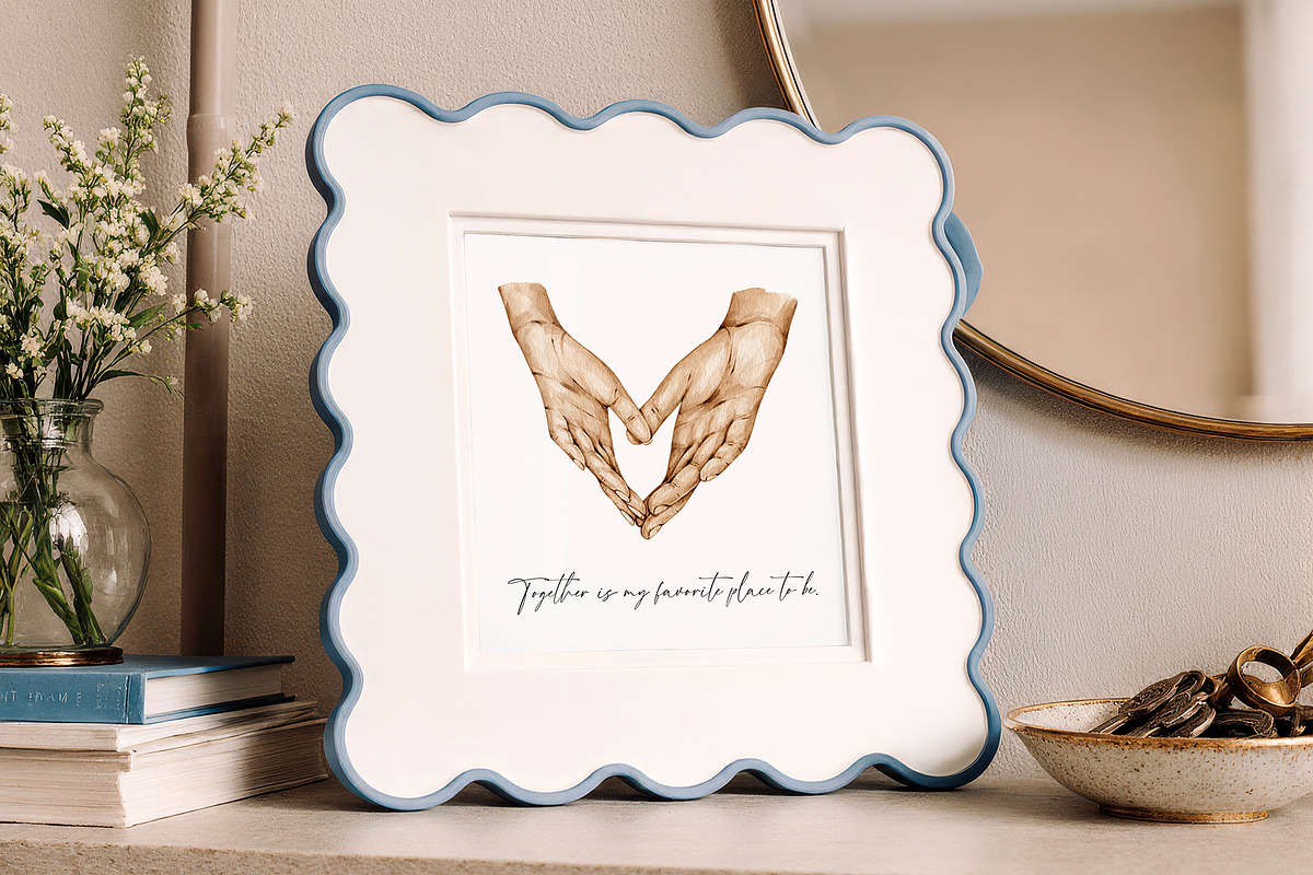 Couple Hands Watercolor Illustration, an Illustration by EkaterinaViArt (Photo 3 of 3)