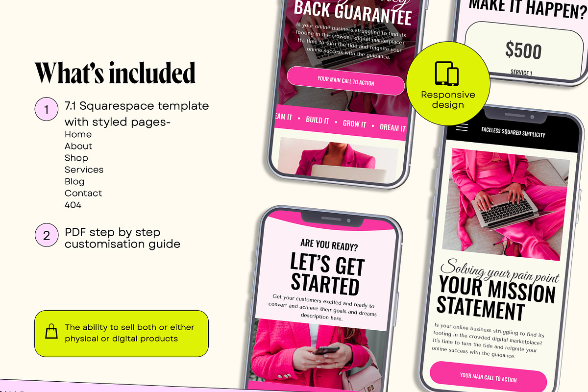 Pink Faceless Website Template, a Squarespace Template by Template Twist Shop (Photo 4 of 10)