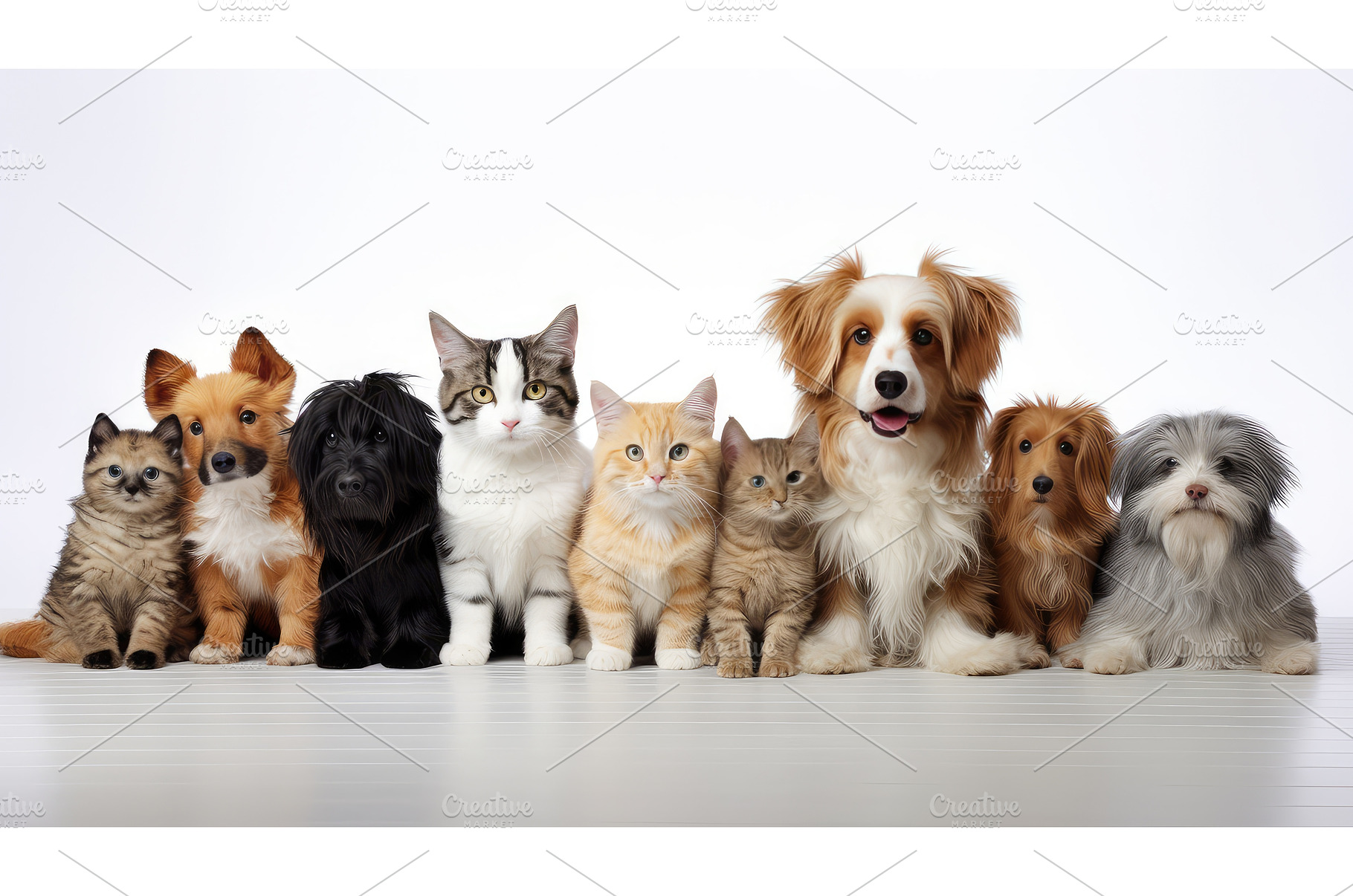 pet dog and cat group ai generated, an Animal Photo by pikepicture