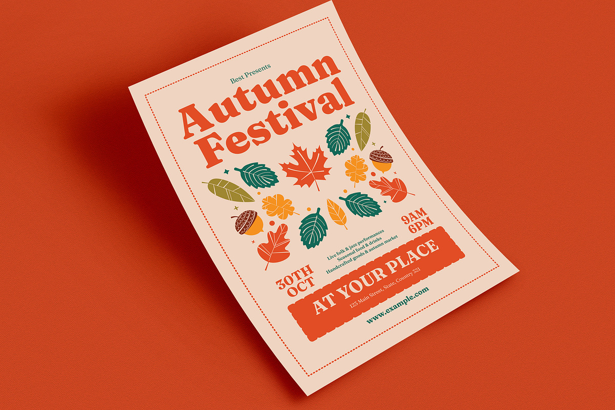 Retro Autumn Festival Flyer preview 3