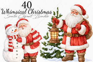 Whimsical Christmas Santa Clipart, a Seasonal Illustration by Canvas Craft