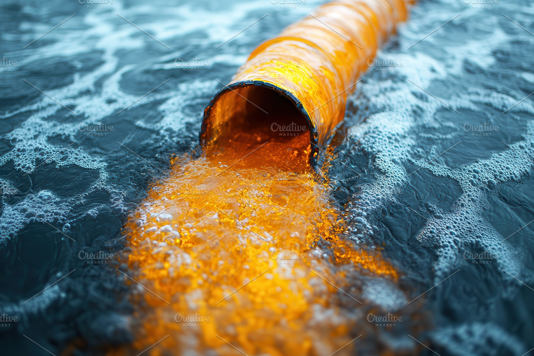 Pollution from a broken pipe drains, a Photo by Tanuart