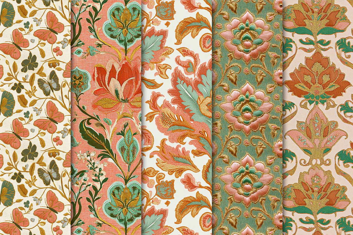 Embroidered Floral & Fauna Patterns, a Pattern Graphic by Maishop (Photo 3 of 3)