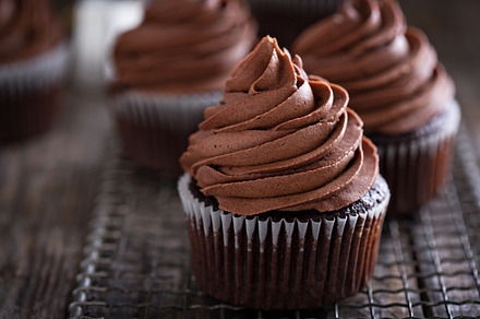 Chocolate cupcakes with whipped ganache stock photo containing chocolate and, a Food & Drink Photo by farwasser