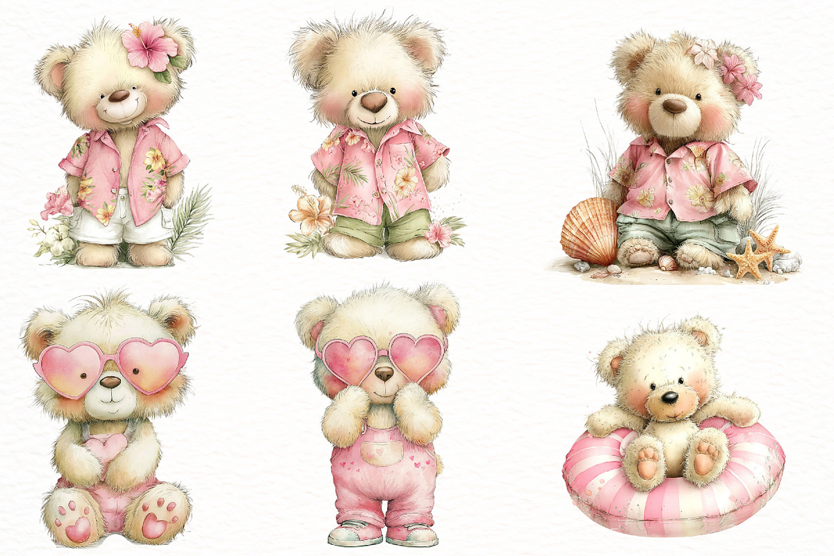Whimsical Summer Teddy bear clipart, an Illustration by Designworld (Photo 4 of 8)