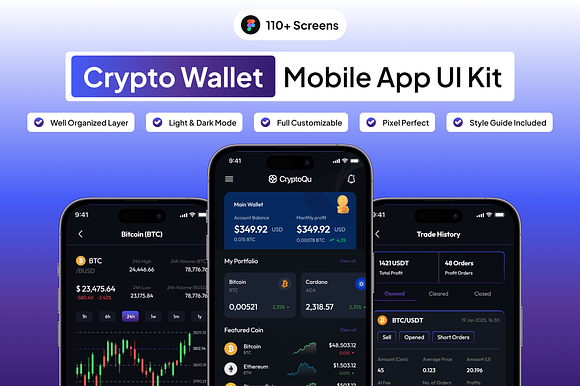 CryptoQu - Crypto Wallet App UI Kit preview 5