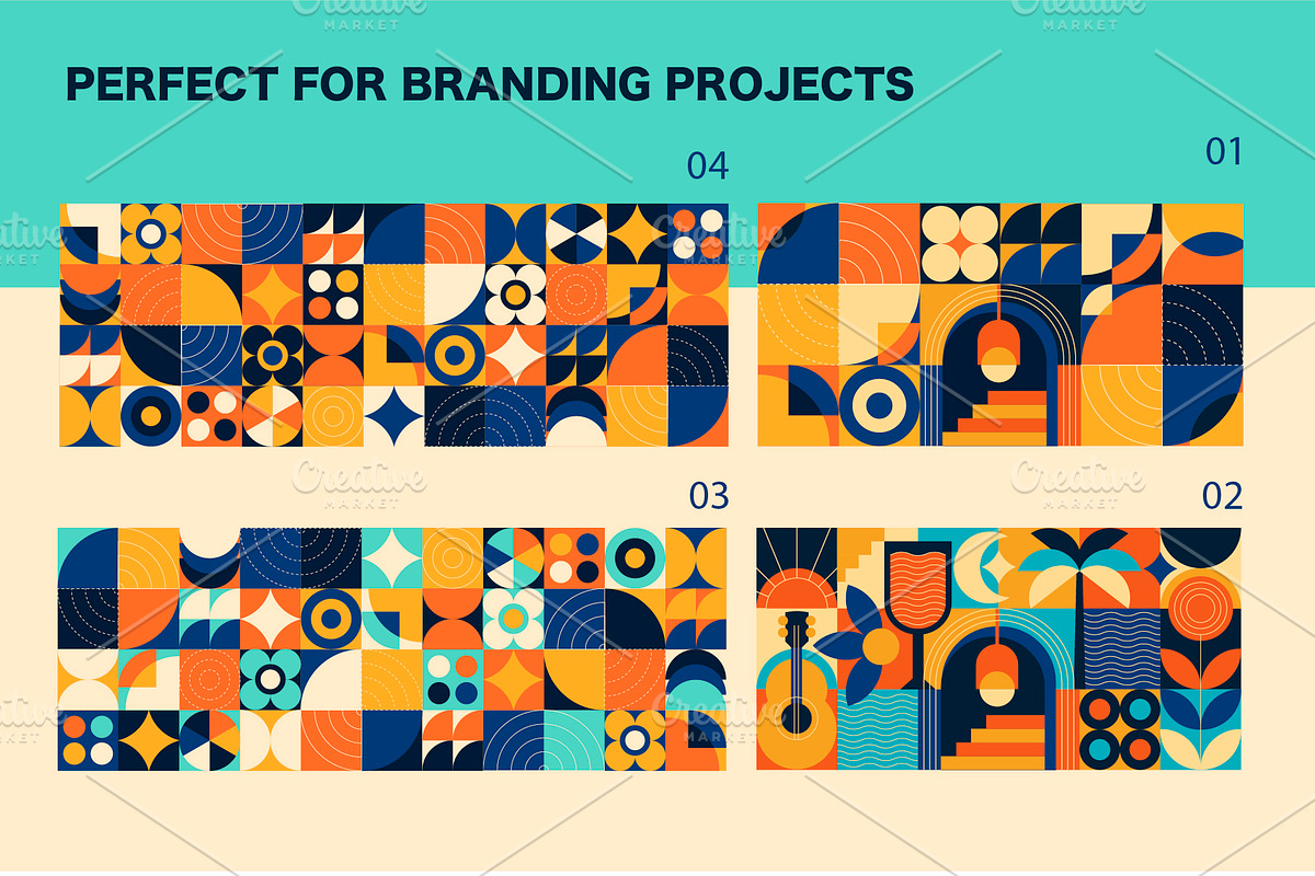 Blue and Orange Modern Geometric Kit, a Pattern Graphic by Lettering_Logo (Photo 3 of 8)