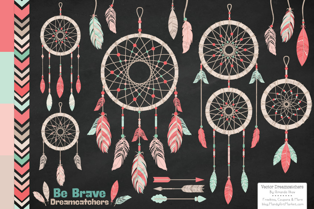 Mint & Coral Dreamcatcher Clipart, an Illustration by Amanda Ilkov (Photo 2 of 4)