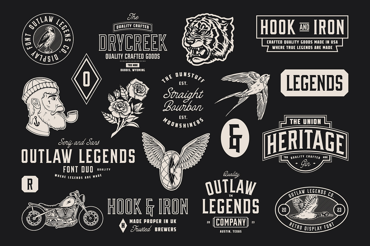 OUTLAW LEGENDS Font Duo + Extra, a Serif Font by Davide Bassu (Photo 4 of 18)