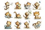 Cute Kitten Watercolor Clipart PNG, an Animal Illustration by Nicolle's Colorful Art (Thumbnail 3 of 5)