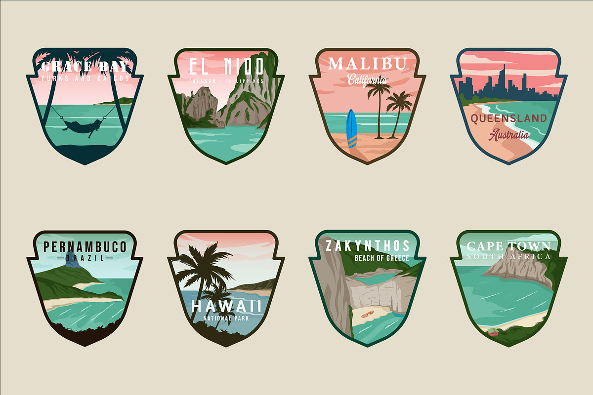 set various island or beach emblem, a Branding & Logo Template by zyxroun shop