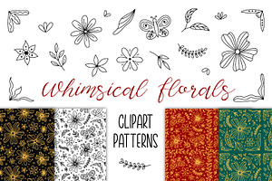 Whimsical Florals Patterns Clipart