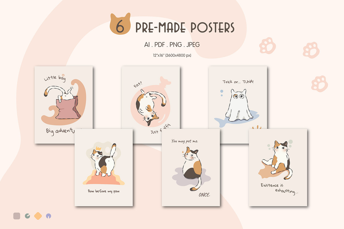 Sassy Whiskers – Cute Cat Vector Set, an Animal Illustration by feverfew.an (Photo 8 of 11)