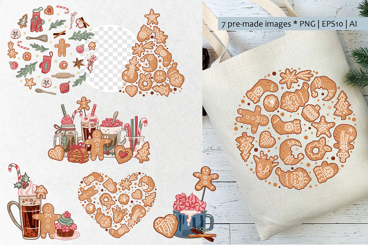 Christmas bakery collection. Vector, a Food Illustration by VaraNa Art (Photo 5 of 20)