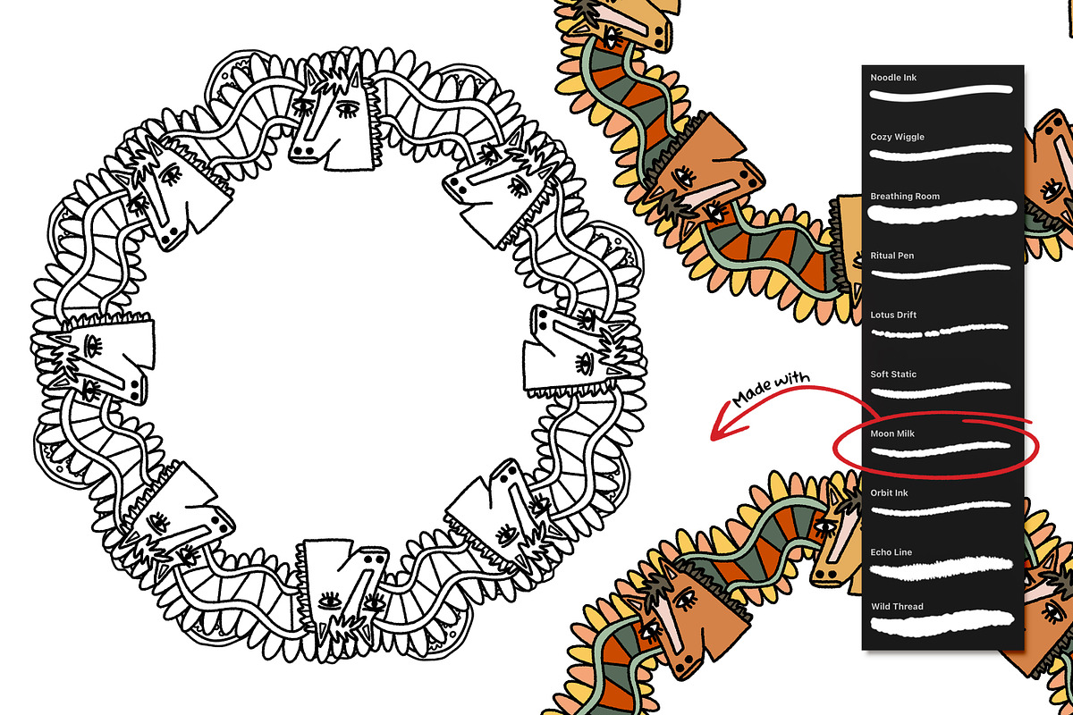 Wandering Mandala Procreate Inkers, a Brush Add-On by Heather Green Designs (Photo 9 of 13)