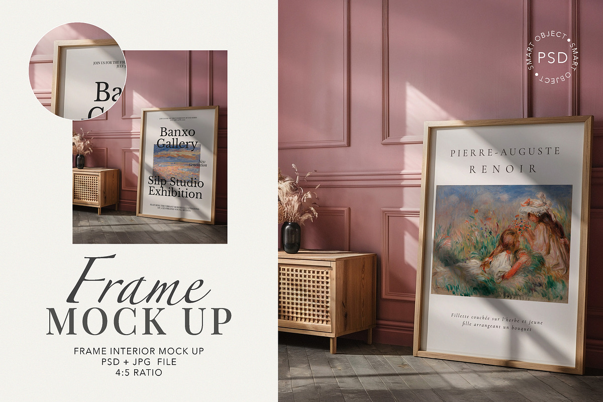 Pink Room Wall Frame Mockup, a Mockup by Paper Flowers Studio (Photo 1 of 5)