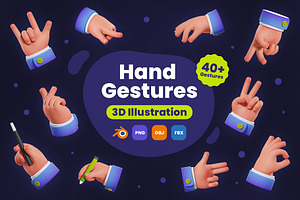 Hand Gestures 3D Icons, an Object 3D Model by Rakata Studio