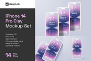 iPhone 14 Pro Clay Mockup Set, an iPhone Mockup by Deeplab (Thumbnail 1 of 18)