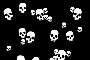 White Skull Pattern on Black vector