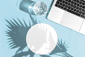 Laptop round mouse pad mockup shadow, a Business Photo by LiliGraphie