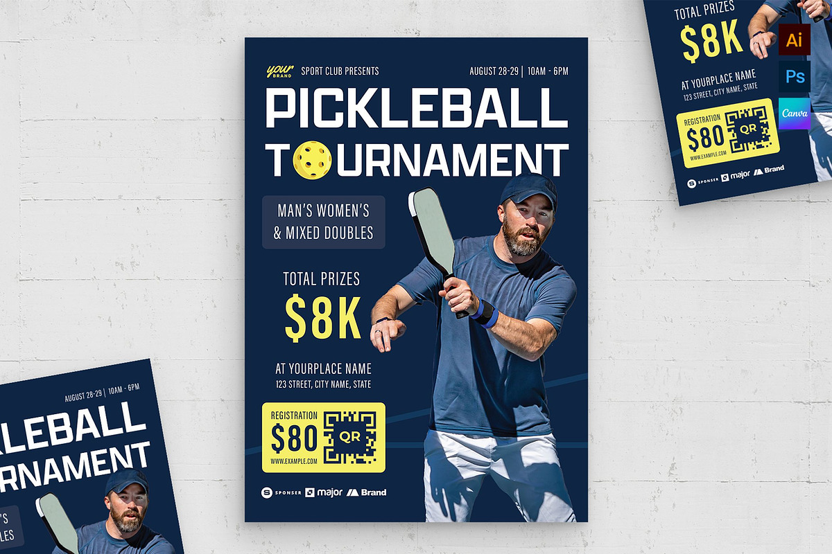 Pickleball Flyer Template, a Flyer Template by BrandPacks (Photo 1 of 6)
