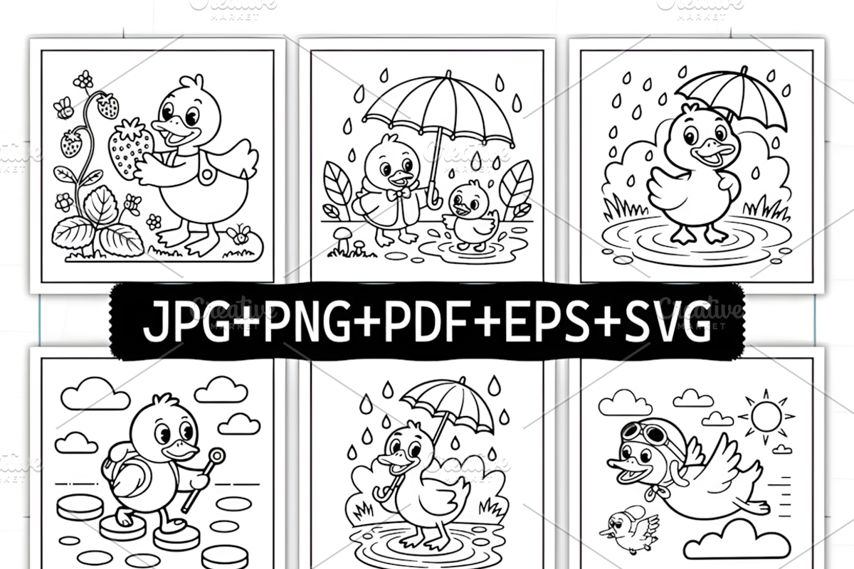 Bold and Easy Ducks Life Coloring, a Decorative Illustration by Ink Gallery (Photo 2 of 8)