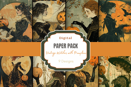 Vintage Witches Digital Paper, a Wallpaper Graphic by Paper & Pattern Studio