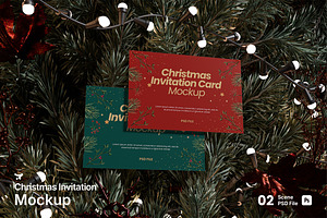Christmas Invitation Card Mockup, a Merchandise Mockup by Rielismee