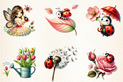 Spring Clipart, Ladybug Clipart, a Seasonal Illustration by DreamArtGraphic (Thumbnail 3 of 5)