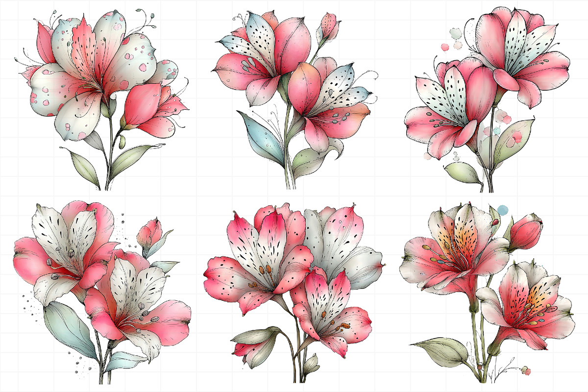 Spring Alstroemeria Flowers Clipart, an Illustration by Daily.Designs (Photo 4 of 8)