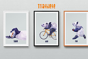 Triathlon Panda Watercolor Set, an Animal Illustration by Cat In Colour (Thumbnail 2 of 4)