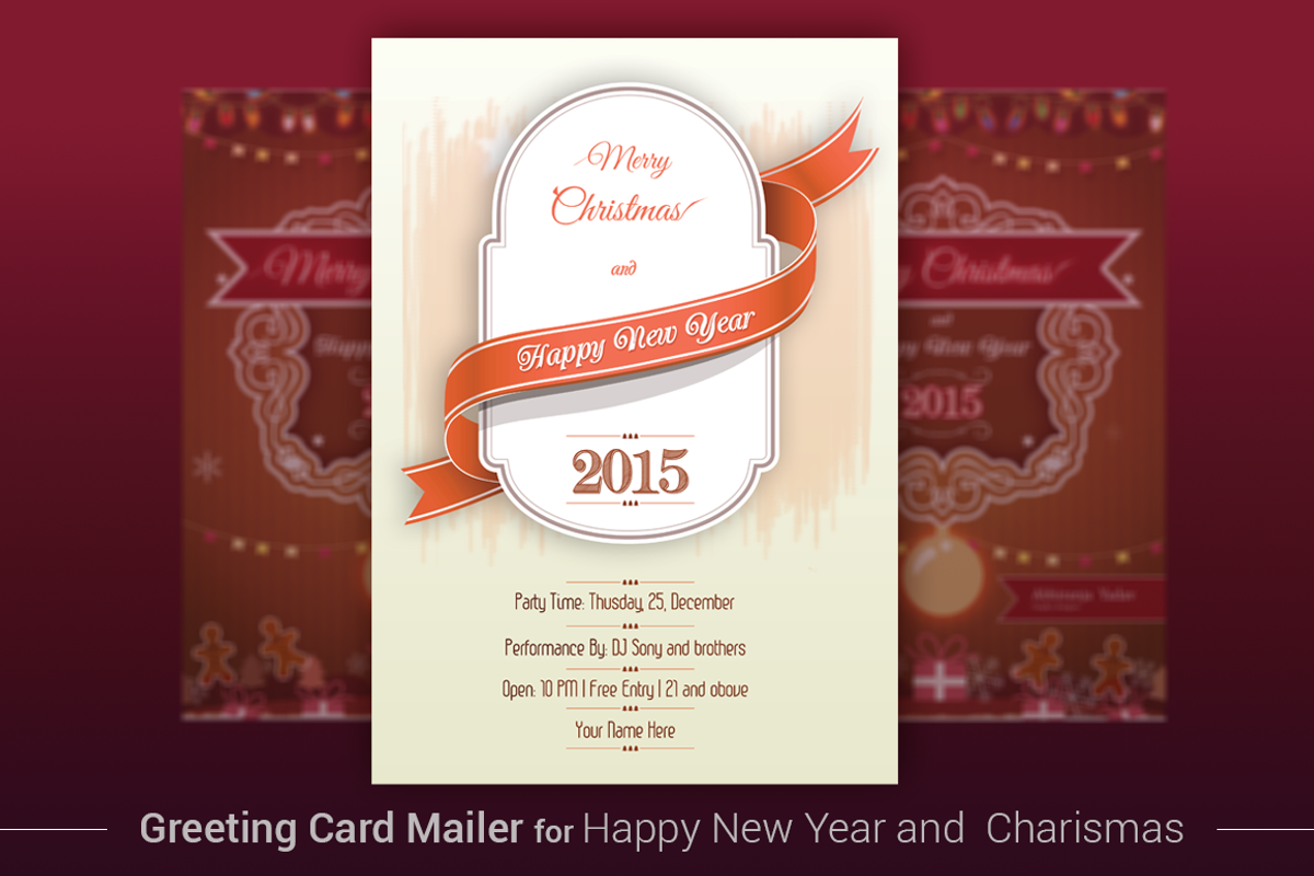 Merry christmas and New Year invite, an Invitation Template by ORCOLOR (Photo 2 of 5)
