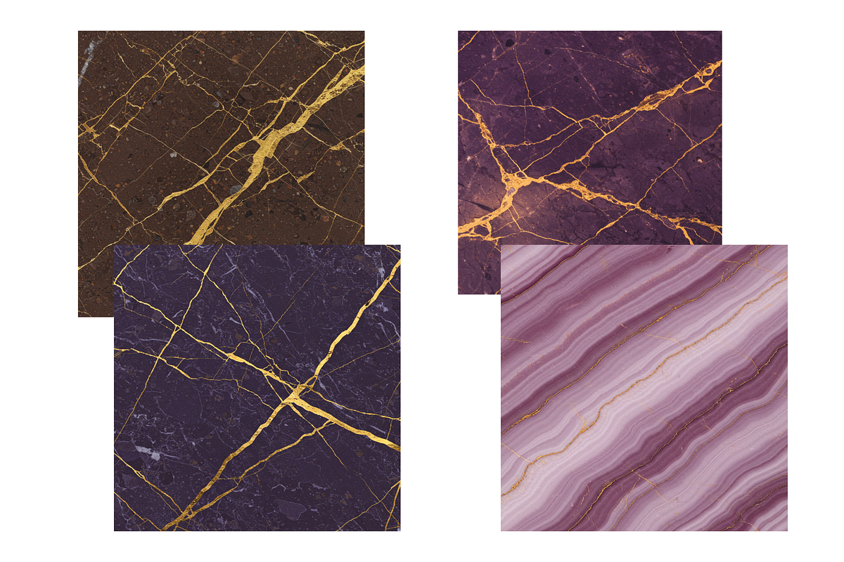 Purple And Gold Marble Digital Paper, a Texture Illustration by BerryPieArt (Photo 3 of 3)