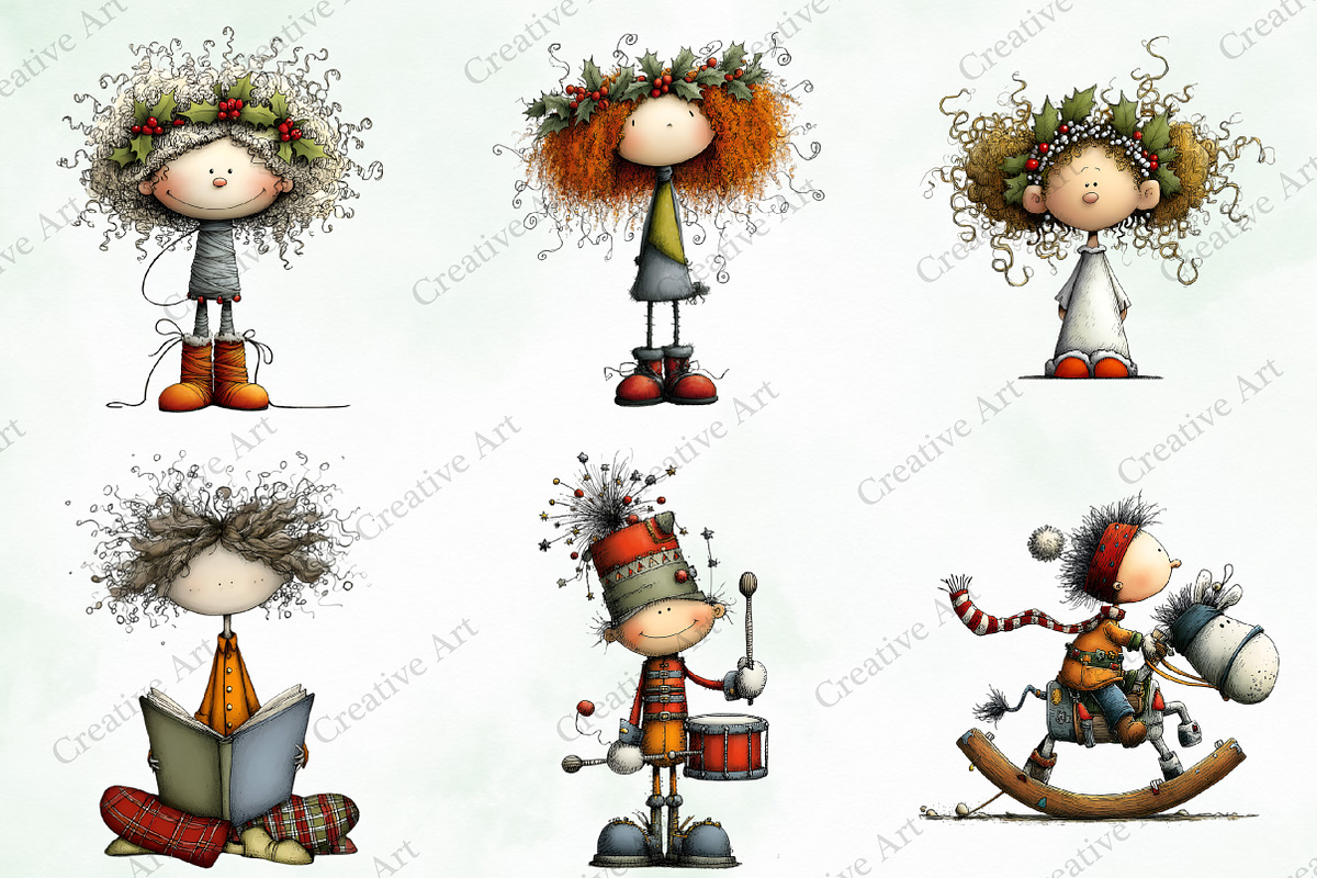 Whimsical & Quirky Doll Clipart, an Illustration by Creative Art (Photo 6 of 10)