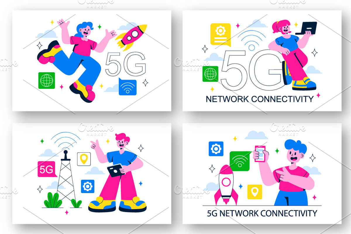10 5G Network Connectivity, a Technology Illustration by denayunebgt (Photo 2 of 4)